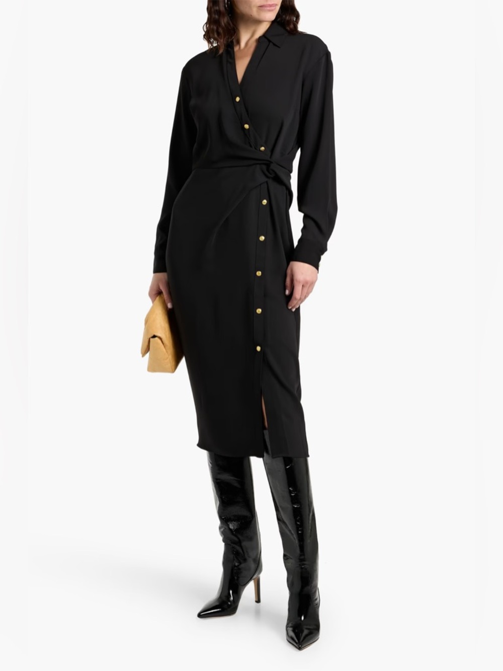 Veronica Beard Wright wrap-effect crepe midi shirt dress Size